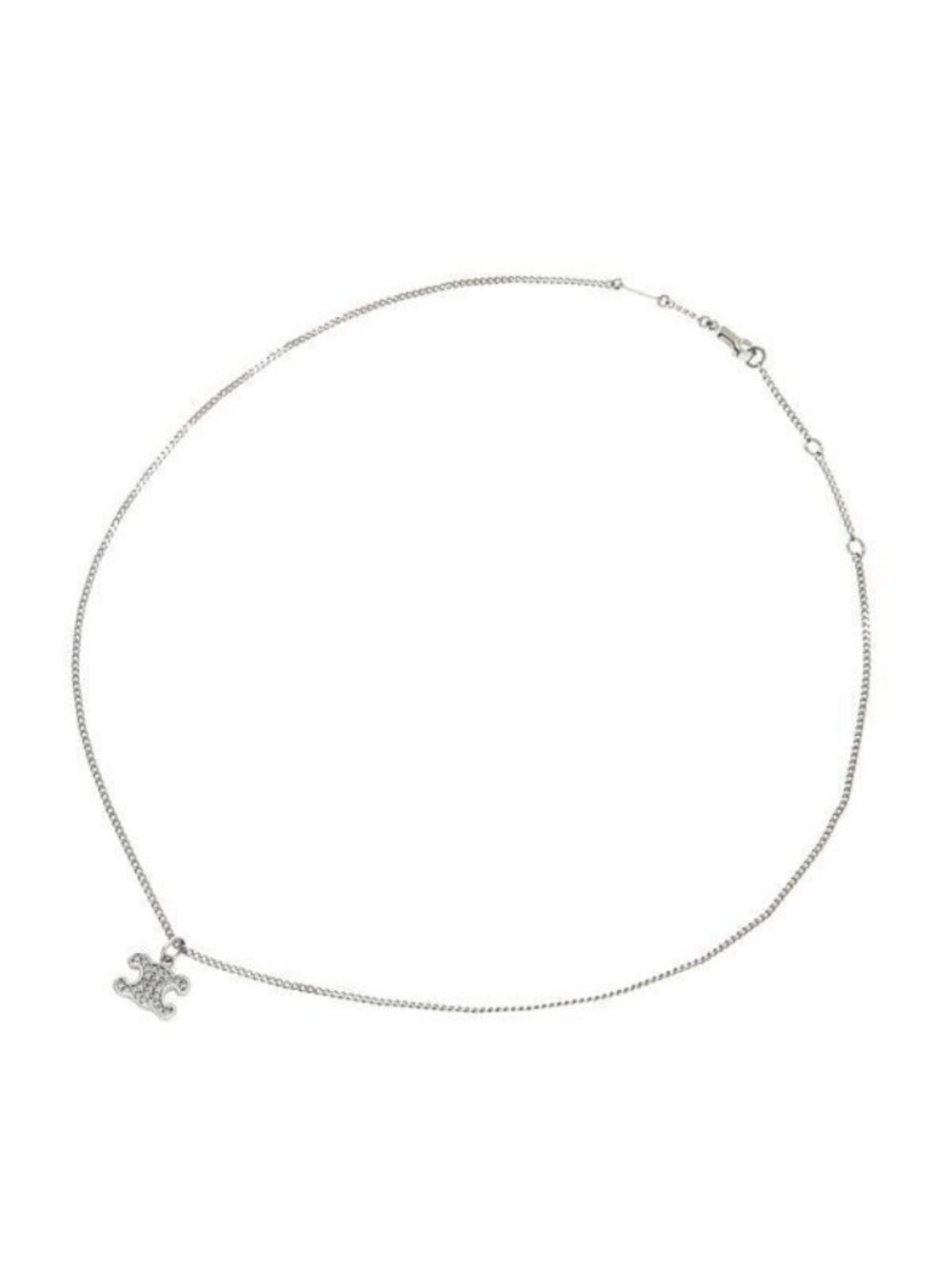 Celine Triomphe Rhinestone Necklace Rhodium Finish